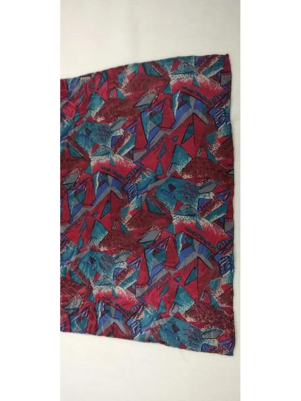 Burgundy Handkerchief 100% Silk 80s colors HANKIE ABSTRACT HAND ROLLED EDGES